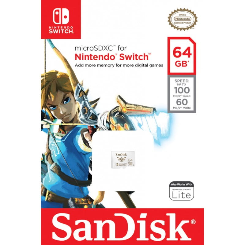 SanDisk Micro SDXC 64GB 100/60MB NINTEN SDSQXAT-064G-GNCZN c10 V30 U3 4K NINTENDO SWITCH - Henryx24