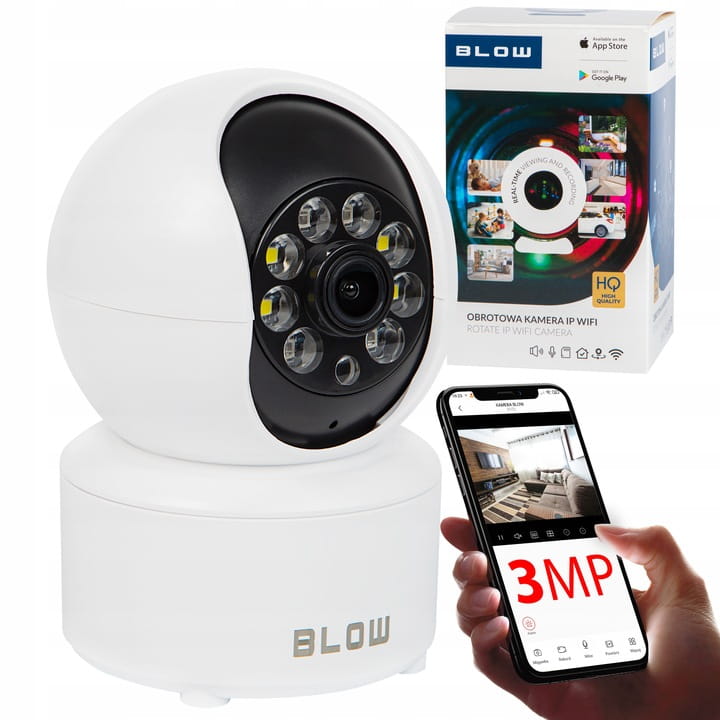 BLOW Kamera IP WiFi HD 3MP 78-805 H263 wewnętrzna obrotowa - Henryx24
