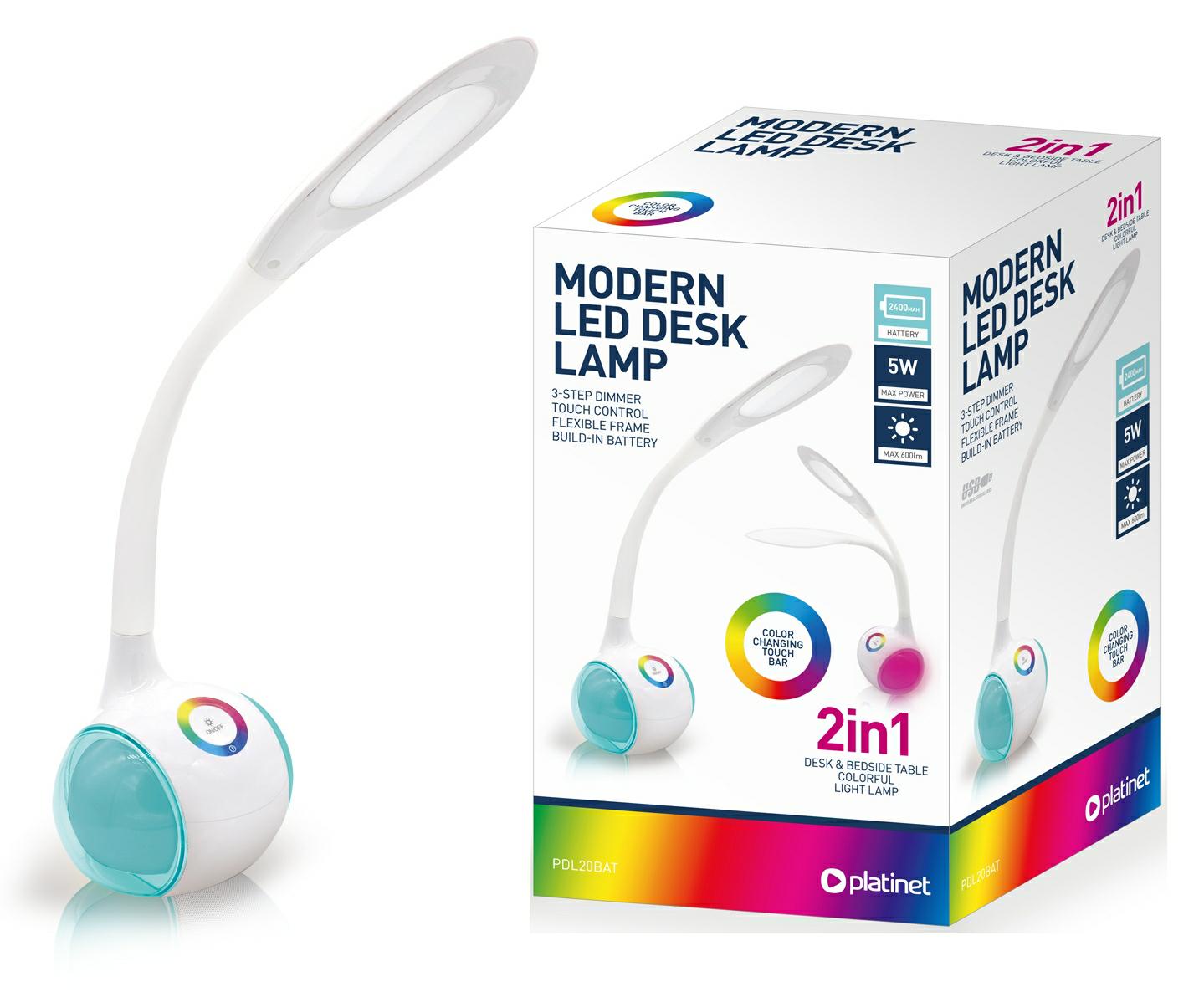 PLATINET Lampka Led 44894 PDL20BAT AKU 2400 RGB - Henryx24