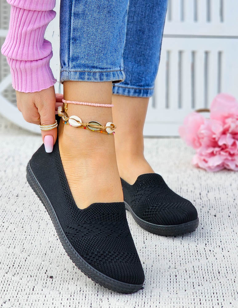 Czarne Elastyczne Trampki Tenisówki Lycra Azurro