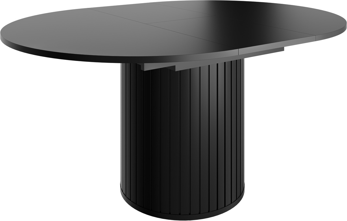 Nowoczesny okrągły czarny stół do salonu rozkładany 160 cm ZELDA