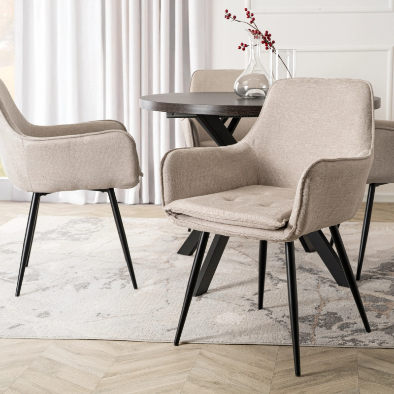 Krzesło do jadalni loftowe EZZANO z metalowymi nóżkami kremowe