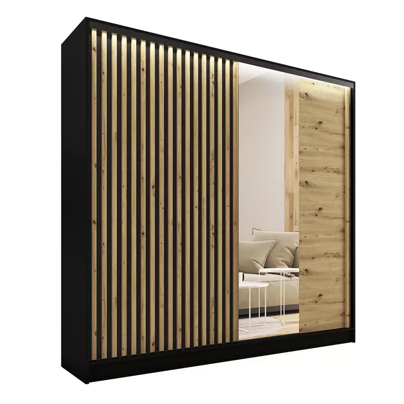 Szafa do sypialni przesuwna z lustrem 200 cm LAMEL 3D