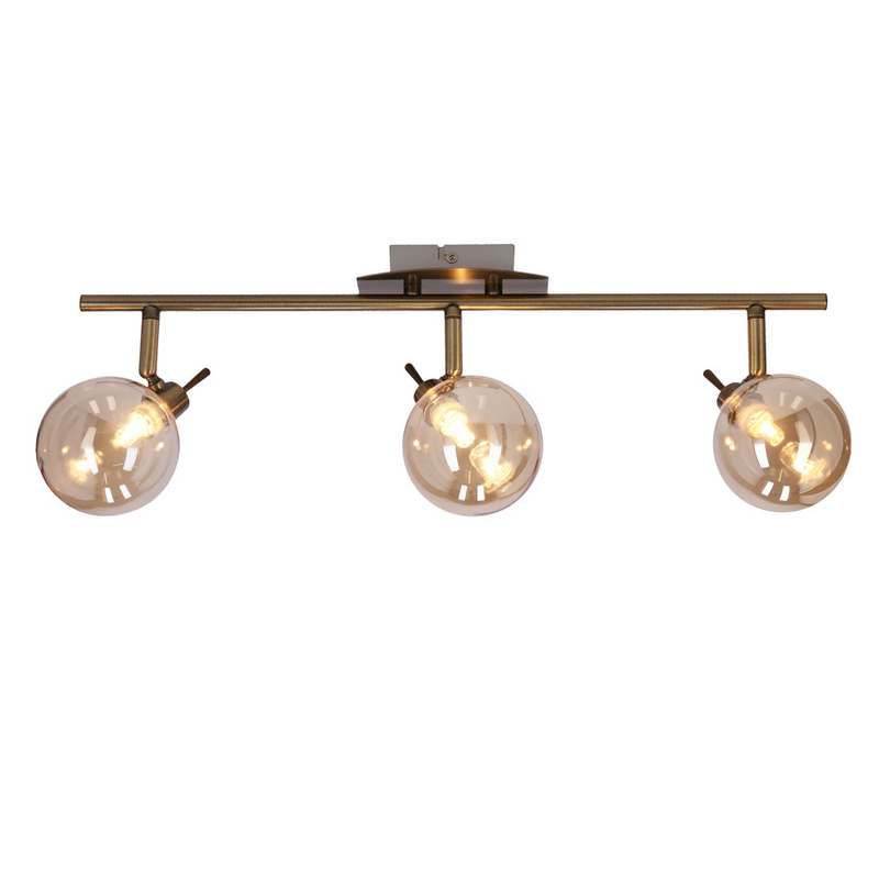 Patynowa lampa sufitowa listwa 3x40W G9 z kloszami bursztynowymi LENTINI