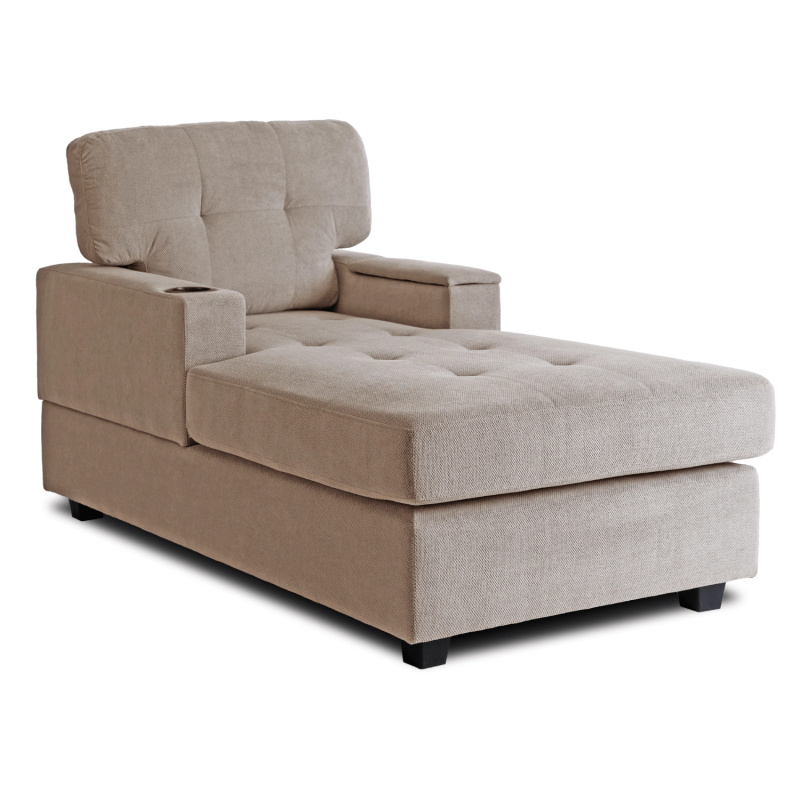 Fotel wypoczynkowy NUBEN z uchwytem na kubek beżowy