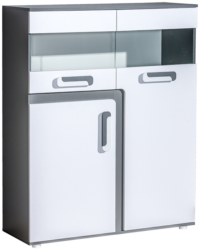 Nowoczesna komoda 110 półki szyba MALE