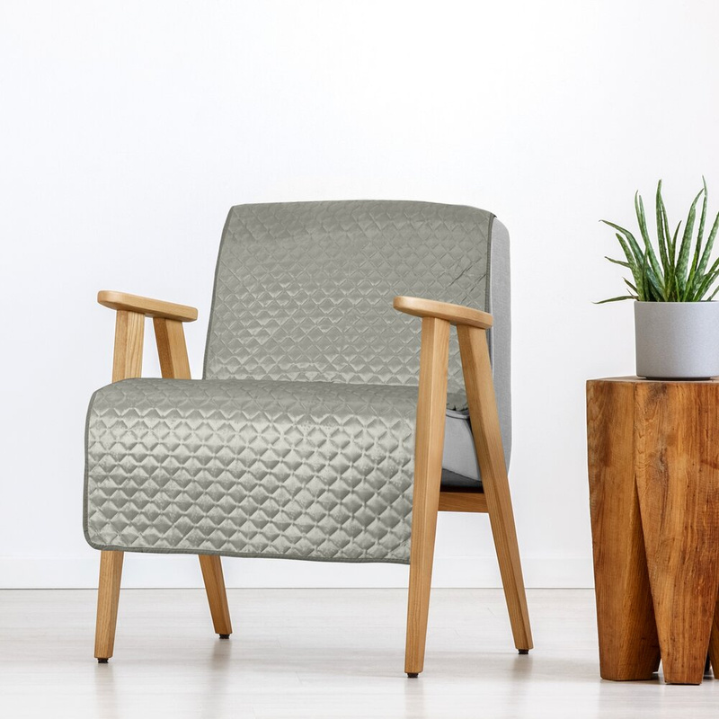 Narzuta na fotel 70x160 cm DOLCE srebrna z geometrycznym wzorem