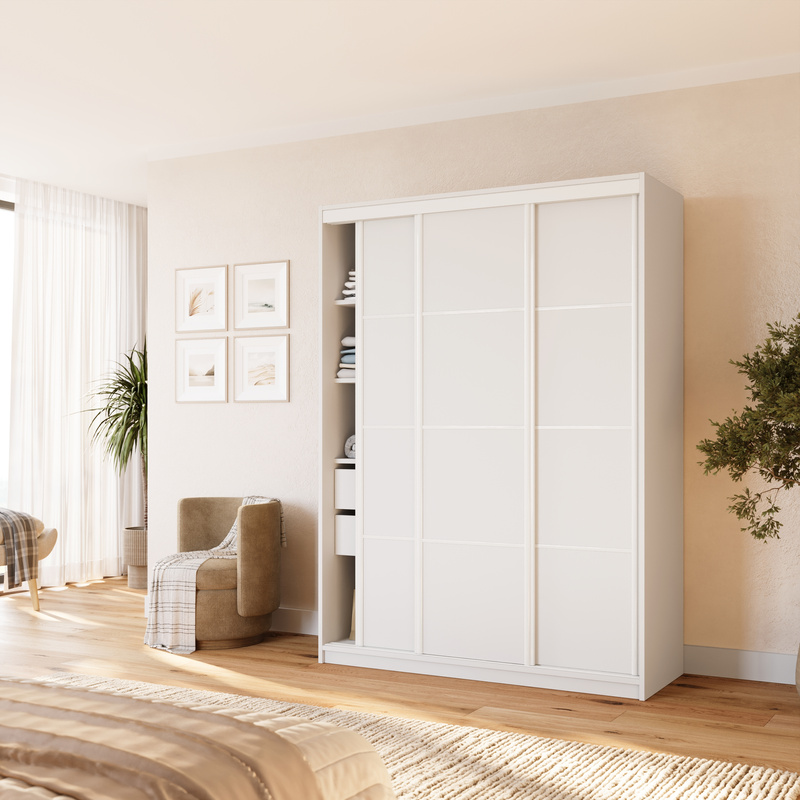 Biała szafa przesuwna 150 cm do sypialni VITA