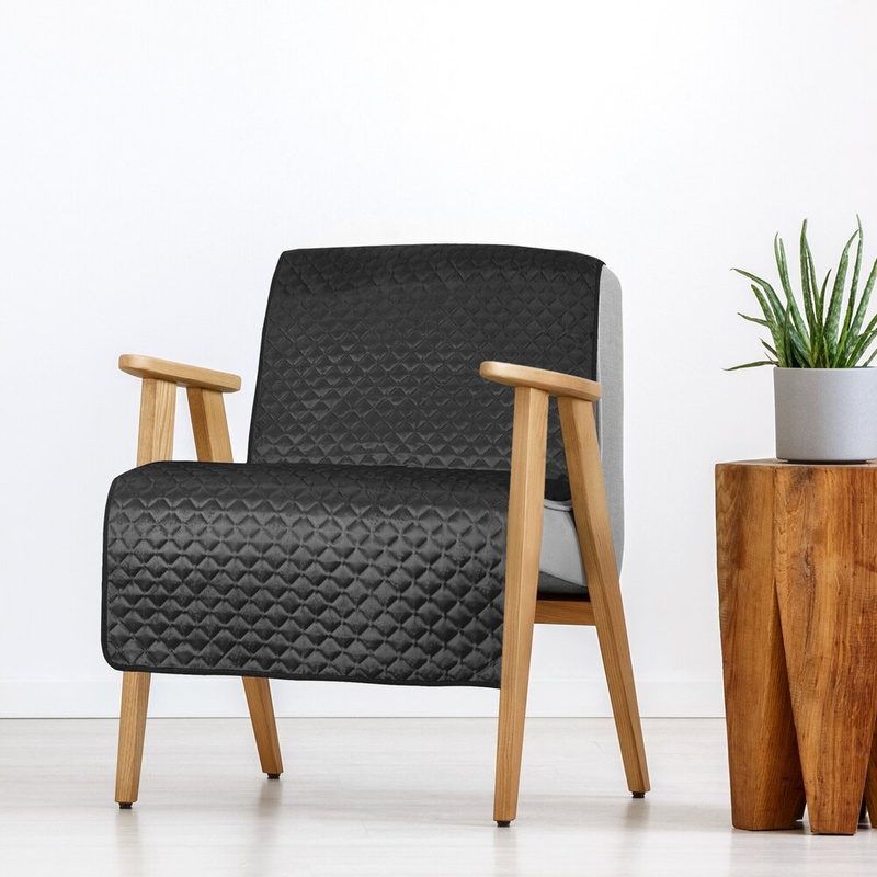 Narzuta na fotel 70x160 cm DOLCE czarna pikowana wzór geometryczny