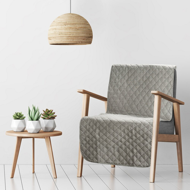 Narzuta na fotel 70x160 cm LENON 1 stalowa imitacja lnu