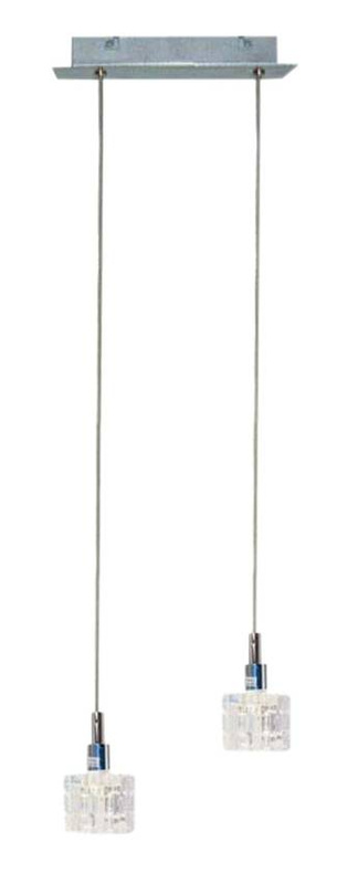 Chromowana lampa wisząca sufitowa z regulacją wysokości do salonu RUBIK kryształ