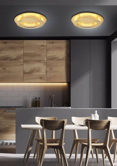 Złoty plafon sufitowy LED 50 cm do salonu MERLE metal