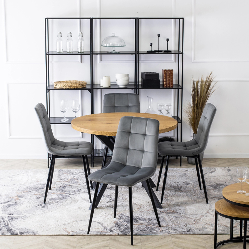 Szare krzesło do jadalni na metalowych nogach PAREO welur