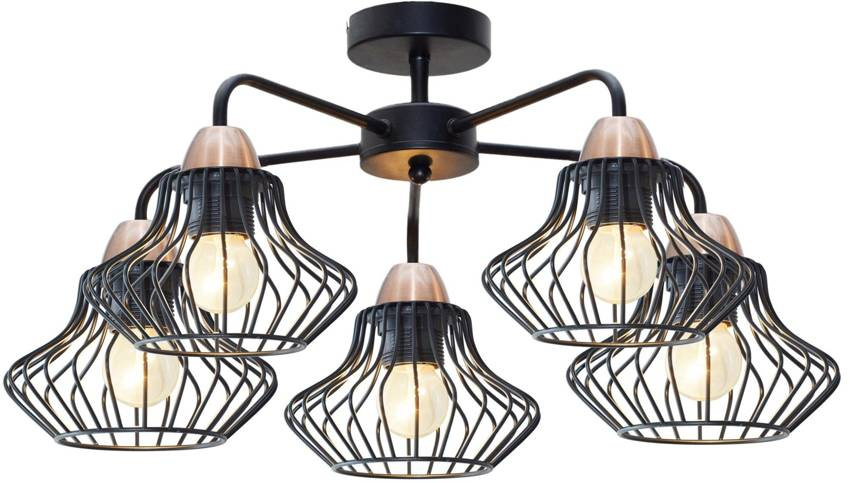 Czarna lampa sufitowa wisząca 5xE27 do salonu CLARK metal