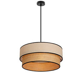 Czarna lampa wisząca do salonu z abażurem kremowym LORENZO