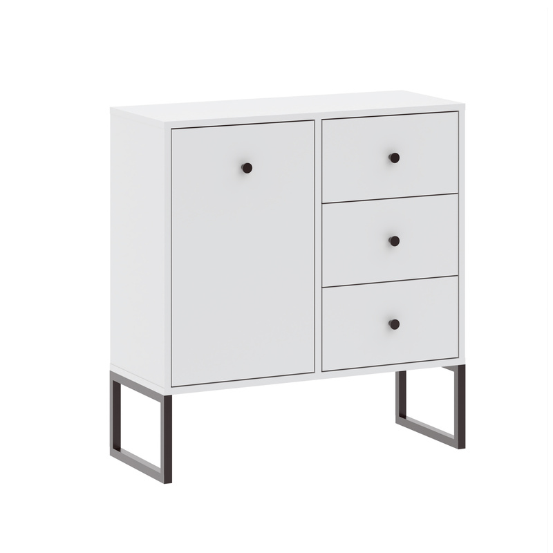 Biała komoda 77 cm do salonu z szufladami LAMORI