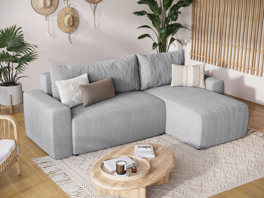 Szara rogówka z funkcją spania i pojemnikiem na pościel PLUSH L baranek