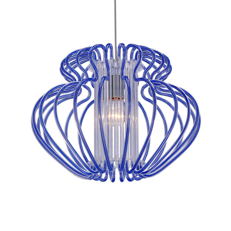 Niebieska lampa wisząca sufitowa E27 do salonu IMPERIA 52 cm