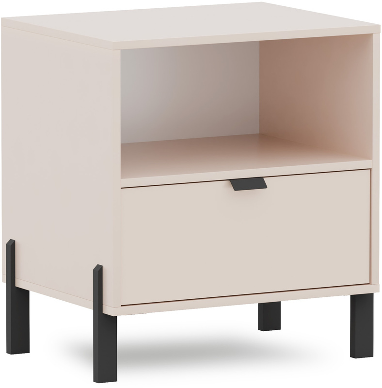 Stolik nocny szafka nocna do sypialni beżowy z szufladą CALISSA