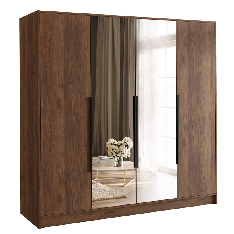 Szafa z lustrem 200 cm LESTO do garderoby orzech warmia