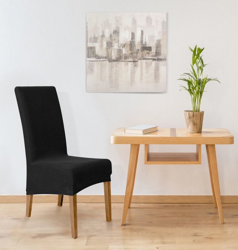 Czarny pokrowiec na krzesło 35x30x55 cm LUNEO wodoodporny kratka