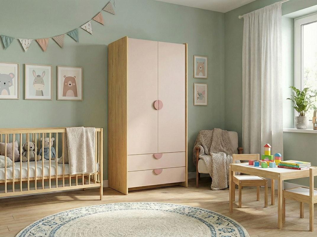 Dwudrzwiowa szafa młodzieżowa 83 cm z szufladami LOLLIE dąb cremona