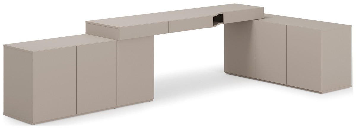 Biurko z komodami zestaw dla pokoju nastolatka WOOW clay gray