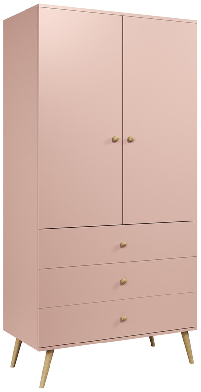 Nowoczesna szafa dwudrzwiowa 100 cm do salonu BONE róż naturalny