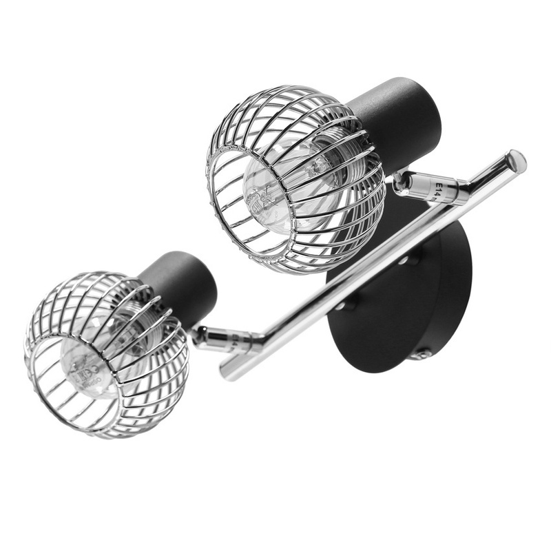 Czarna lampa ścienna nad lustro 2xE14 OSLOK metal chrom