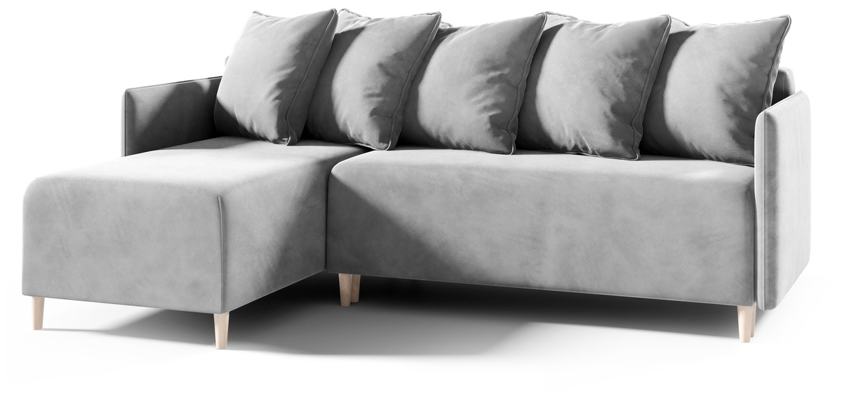 Szary rozkładany narożnik do salonu z funkcją spania ELIA