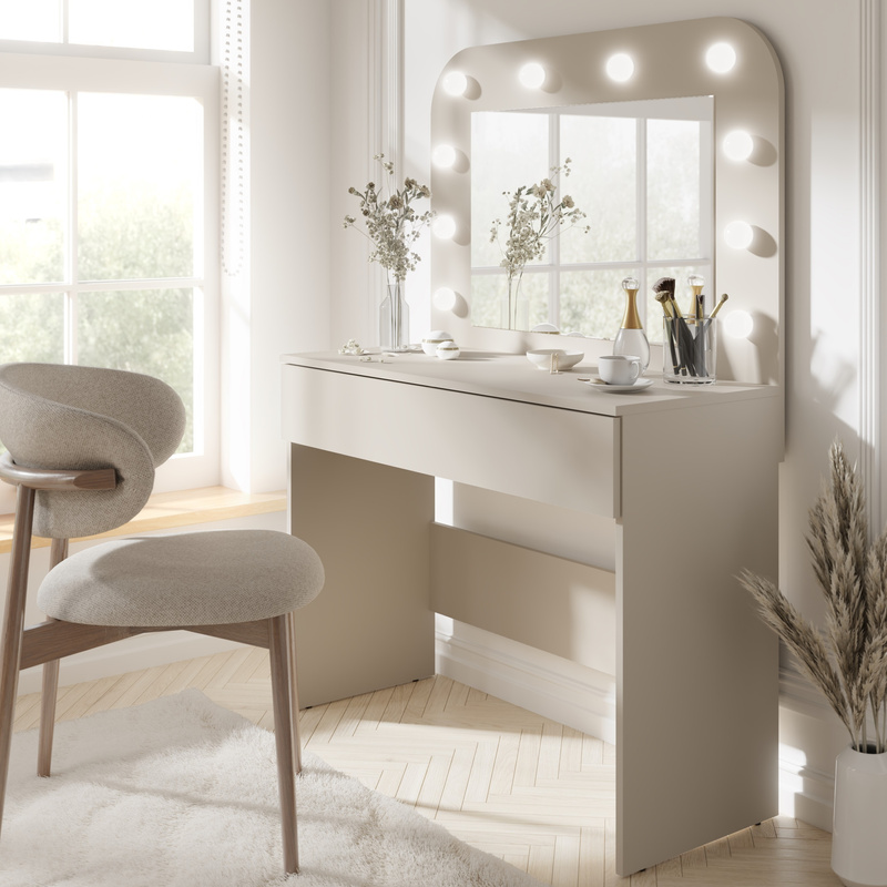 Toaletka z lustrem i szufladą 100 cm SALVIA kaszmir