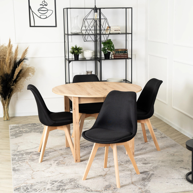 Czarne krzesło do jadalni na drewnianych nogach NEVER dąb naturalny