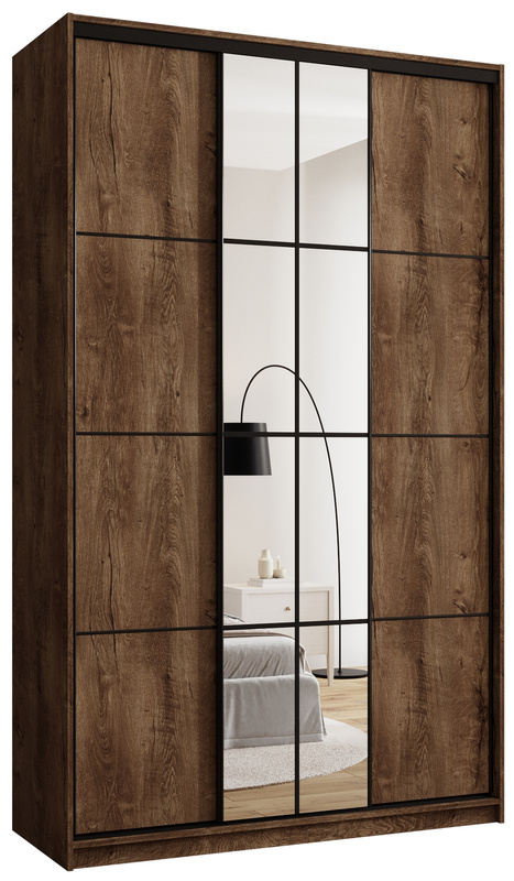 Loftowa szafa przesuwna z lustrem i szufladami 150 cm EDGE MAX