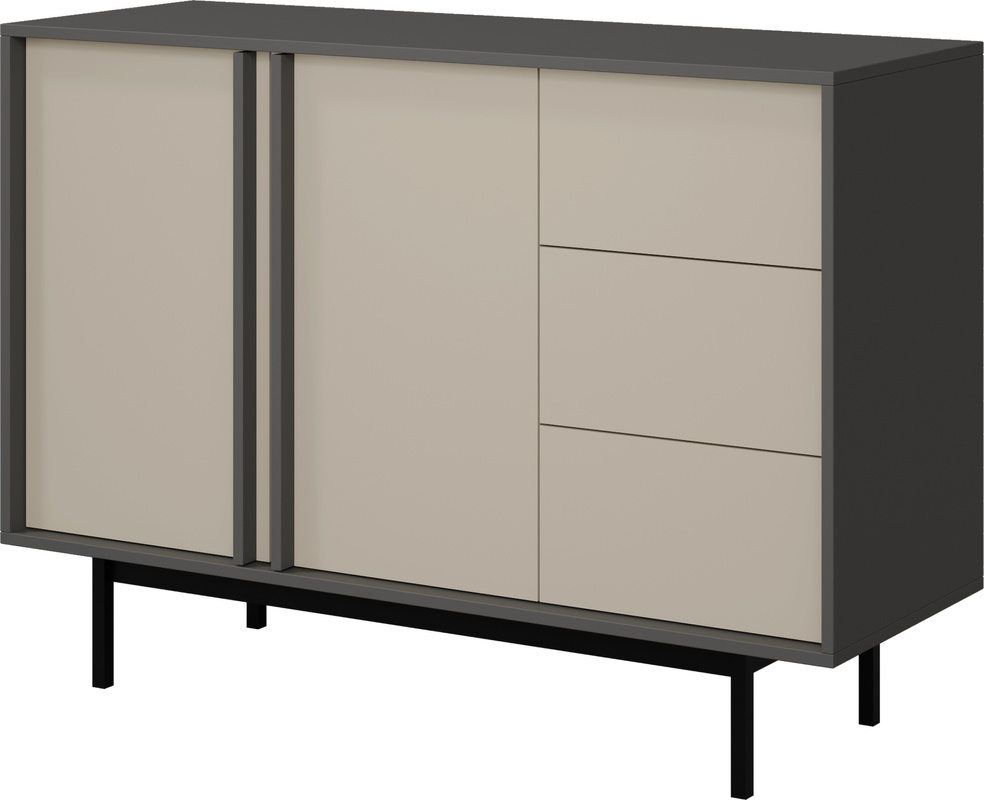 Komoda AVERO 123 cm antracyt beż jasny z szufladami