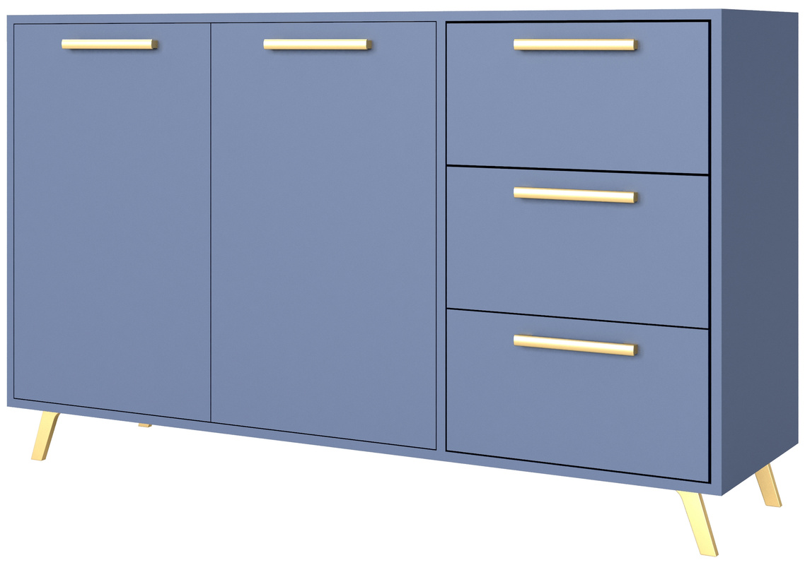 Nowoczesna komoda z drzwiami i szufladami 140 cm BILL niebieski