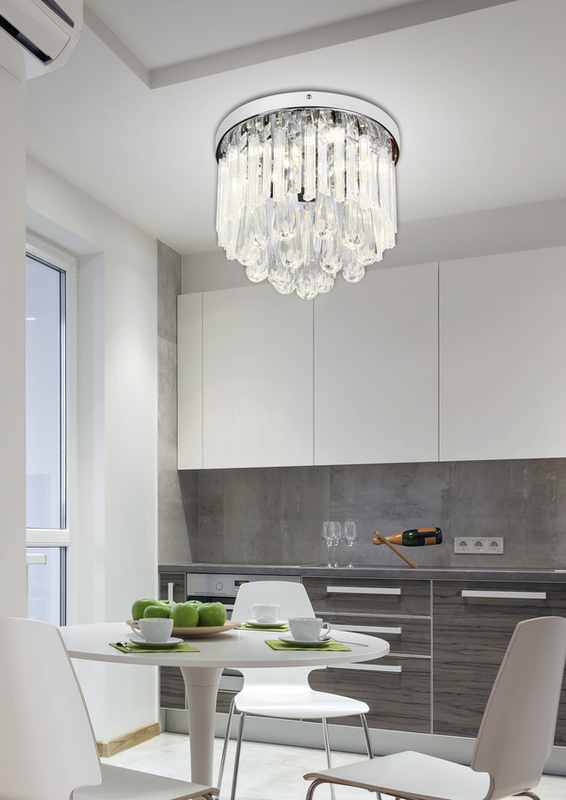 Biało-srebrna lampa sufitowa LED do salonu ATELLA 28 cm metal