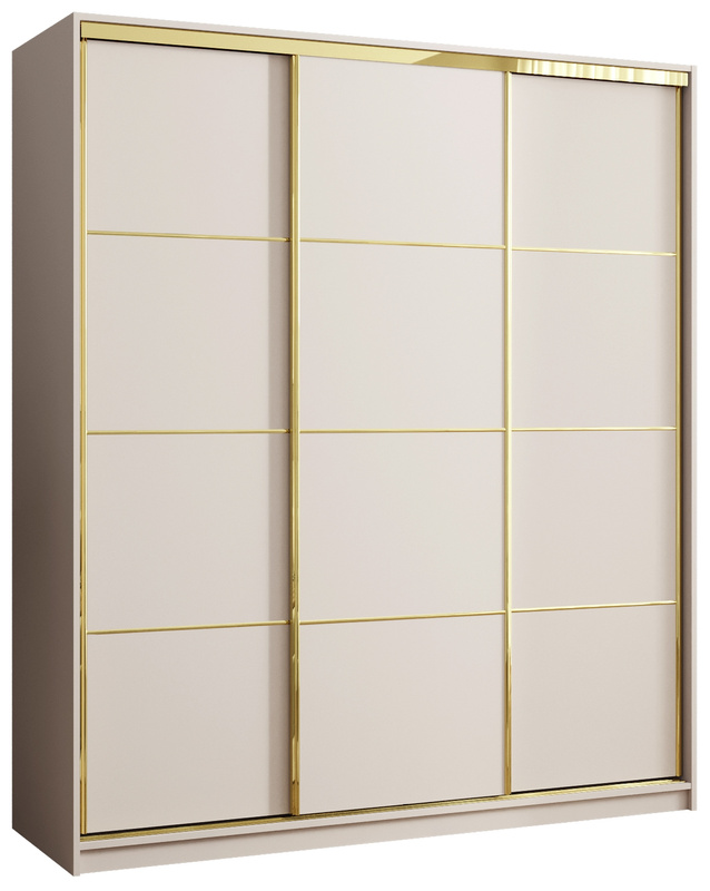 Beżowa trzydrzwiowa szafa do sypialni 180 cm GOLD NEW