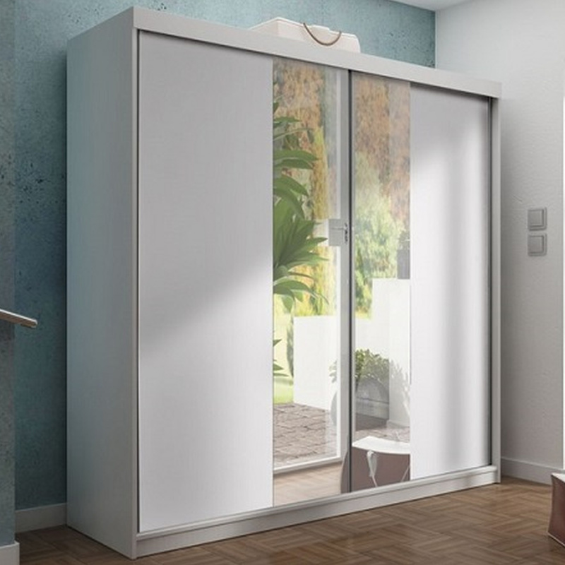 Szafa przesuwna z lustrem 200 cm dwudrzwiowa TARO biały
