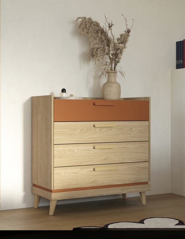 Komoda 90 cm z szufladami na nóżkach do sypialni SCANDI