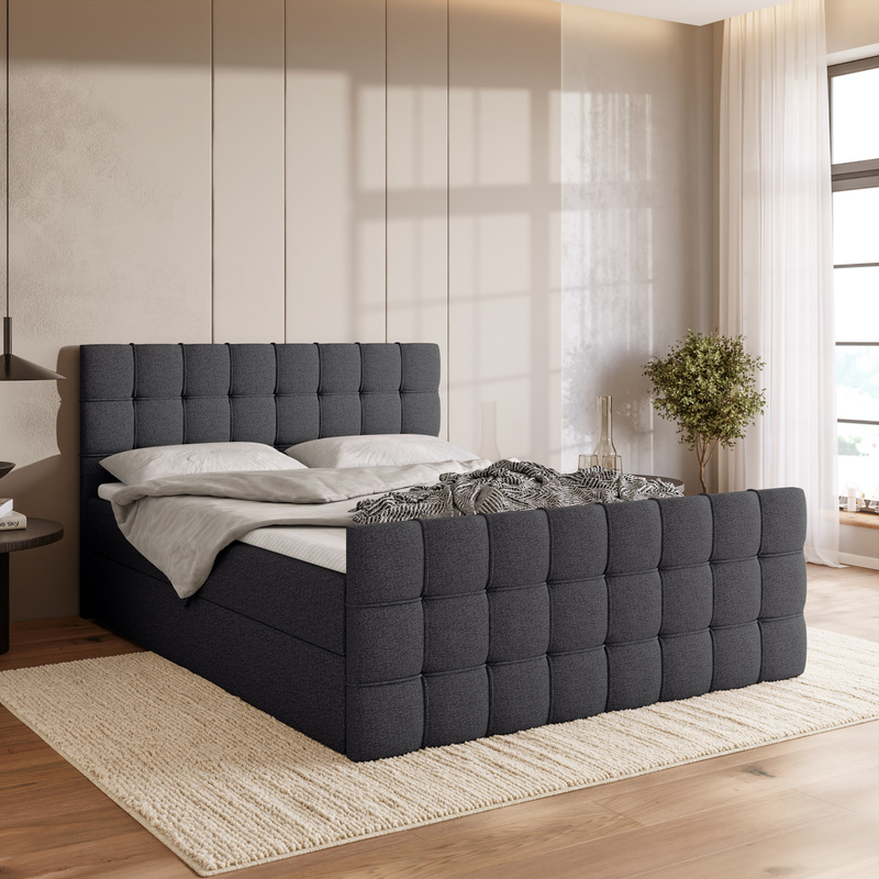 Łóżko do sypialni 140x200 cm z pojemnikiem DETROIT DUO szary