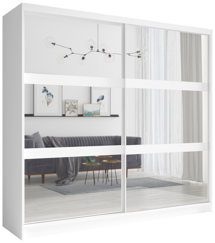Biała szafa przesuwna 230 cm do sypialni FLORIS