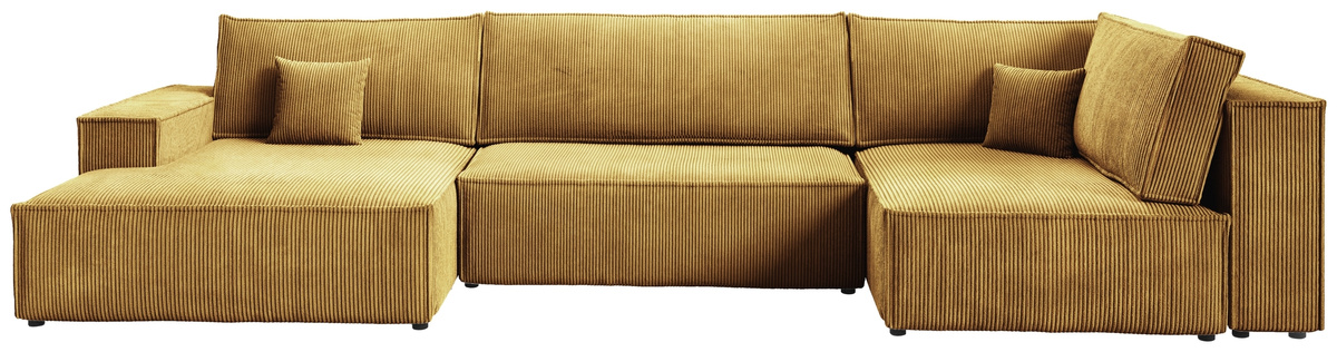 Żółta rozkładana kanapa narożna z funkcją spania PABLO MAXI