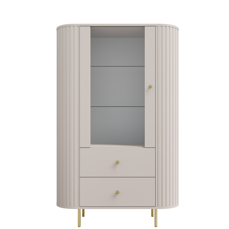 Witryna do salonu 97 cm z szufladami OVENTO beż piaskowy