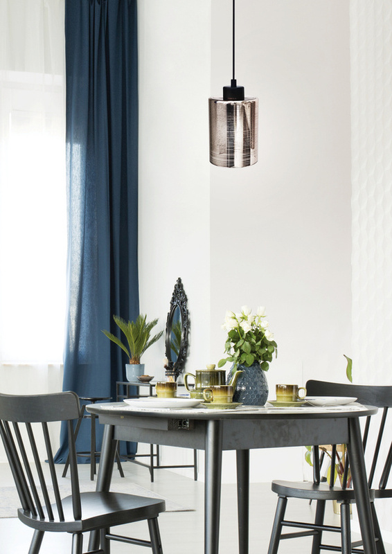 Srebrna lampa wisząca szklana do salonu COX 1xE27 regulowana wysokość