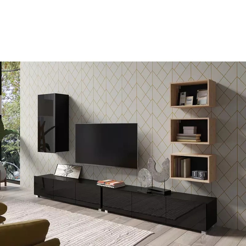 Nowoczesna meblościanka czarny połysk MODERN 36