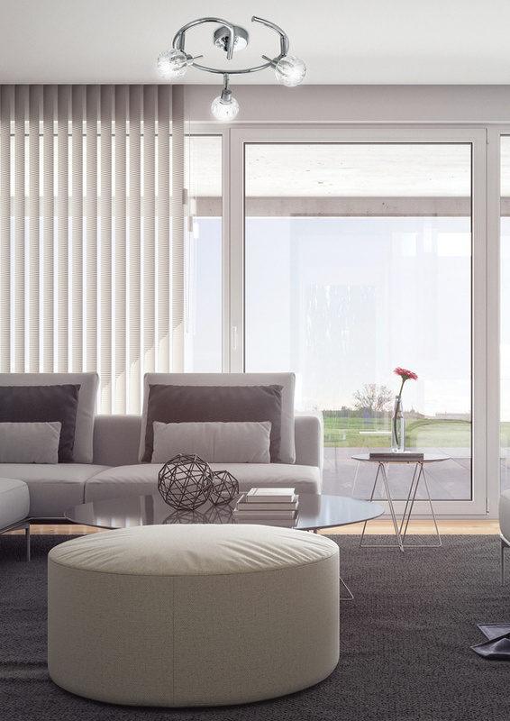 Srebrna lampa sufitowa wisząca spiralna do salonu BOMBOLA 3xG9 metal