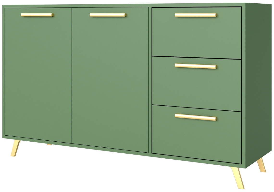 Nowoczesna komoda z drzwiami i szufladami 140 cm BILL zieleń