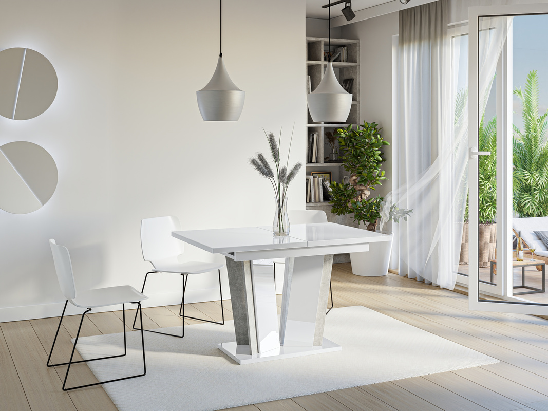 Prostokątny stół rozkładany do jadalni 160x80 cm DENOS biały