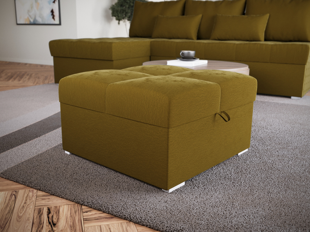 Pikowana pufa welurowa ze schowkiem do salonu HOT