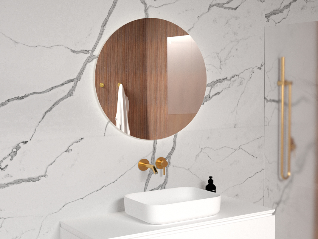 Wiszące lustro 80 cm podświetlane okrągłe SOLARO do łazienki